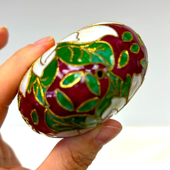 Vintage enamelled metal cloisonné heart shaped ornament - Picture 6 of 6
